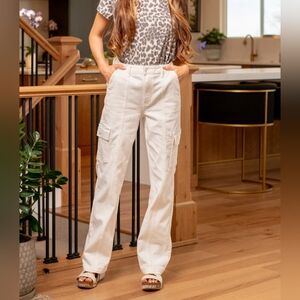 Judy Blue Relaxed Straight Cargo Jeans CleanGirl Minimalist Tonal Women's 9/29